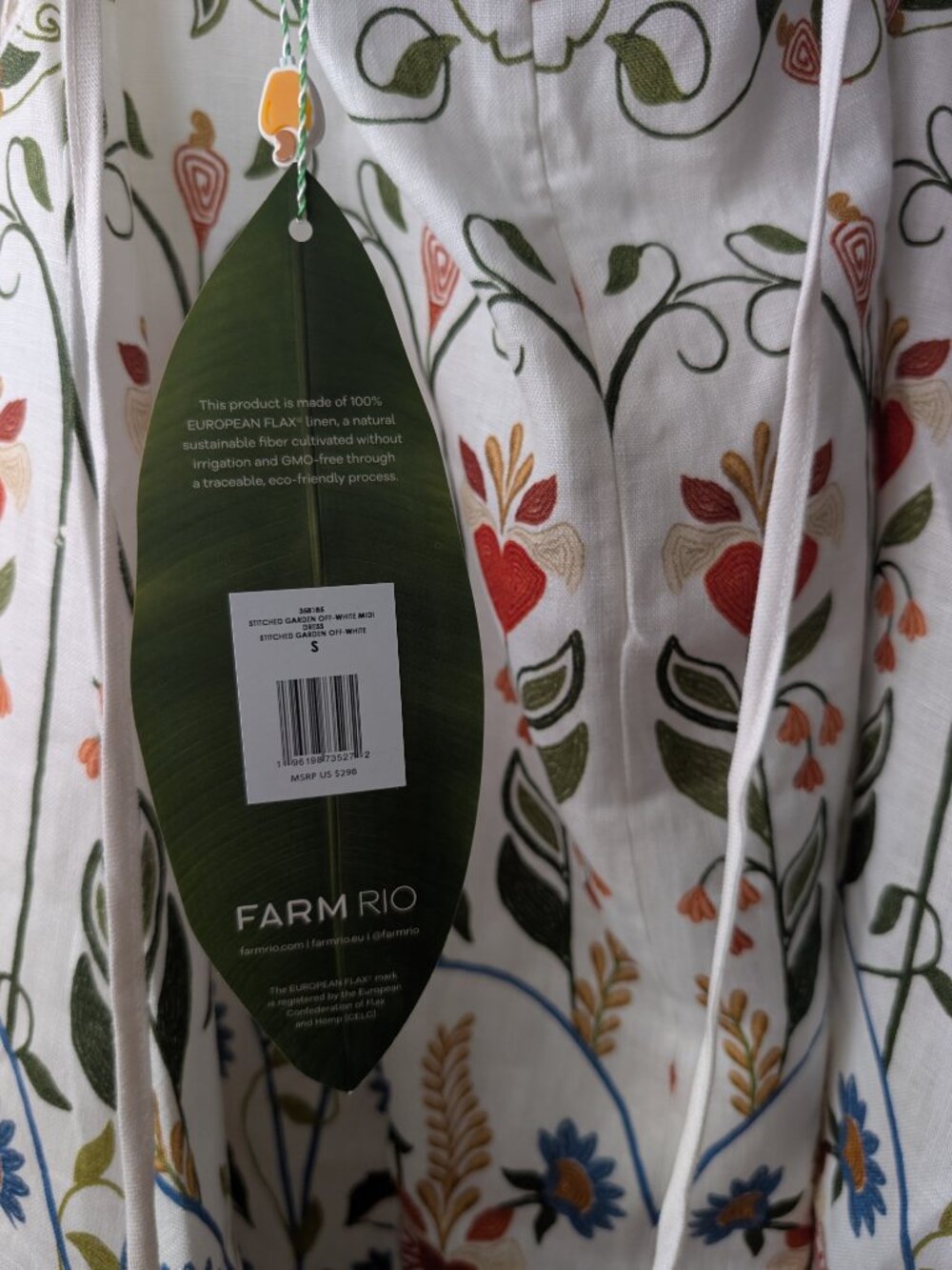 NWT FARM Rio stitched garden 100% linen midi dress - Picture 5 of 5